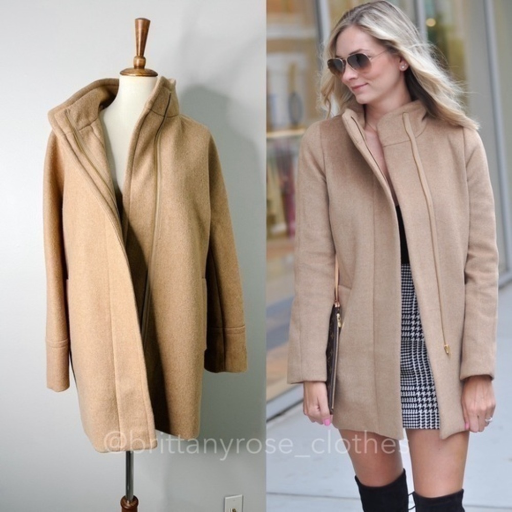 J CREW Wool Blend City Coat in Heather Acorn Tan Camel Coat